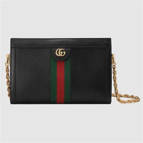 gucci leather shoulder bag black/red/green